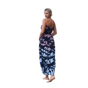 Anthropologie Amadi Strapless Tie Dye Maxi Dress Pink Blue Boho Beach S USA